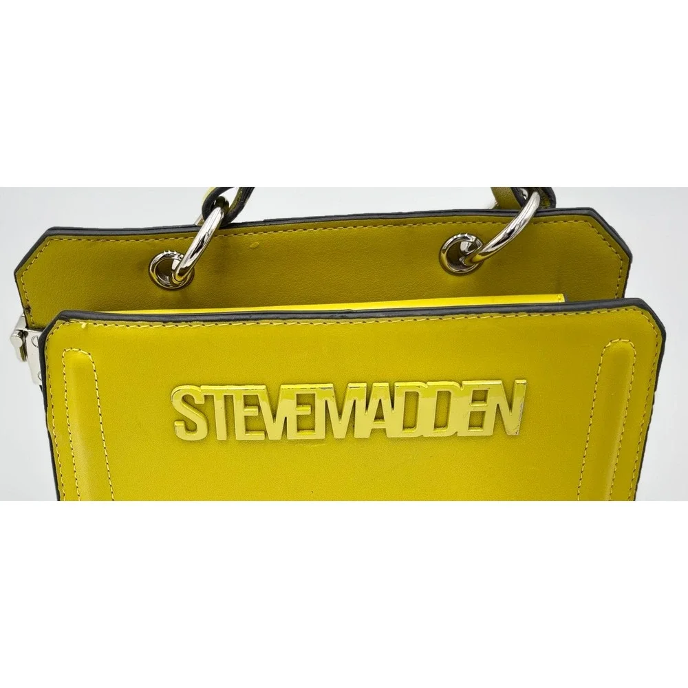 Steve Madden Mustard Yellow Top Handle Satchel Bag Silver Hardware
